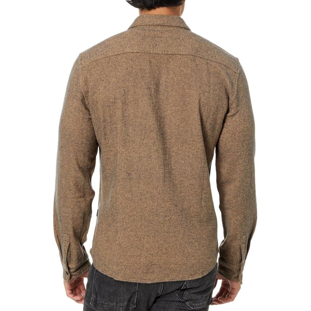 John Varvatos Men's Dario Brushed Melange LS Snap Front Pocket Overshirt Umber - Picture 3 of 4